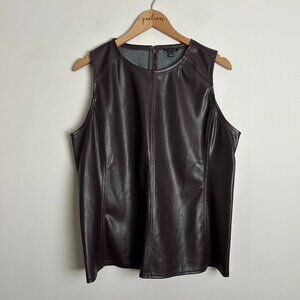 Ann Taylor Chocolate Brown Faux Leather Blouse